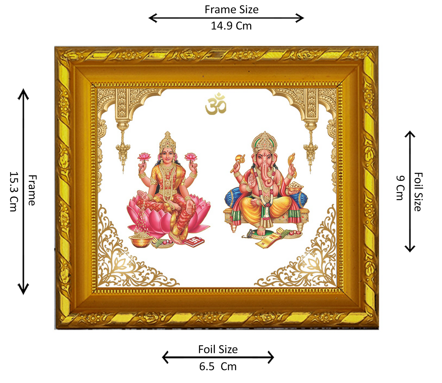 DIVINITI 24K Gold Plated Foil Laxmi Ganesha Photo Frame for Home & Office Decor, Table DG 103 Size 1 (15.3x14.9 CM)