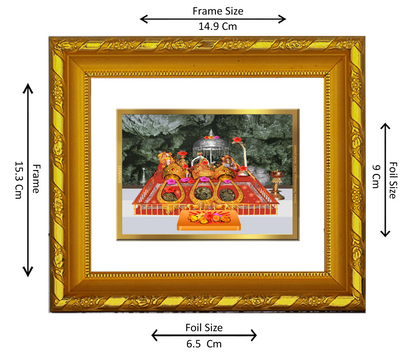 DIVINITI 24K Gold Plated Foil Mata Ka Darbar Wall Photo Frame for Home Decor, Navratri Gift DG 103 Size 1 (15.3x14.9 CM)