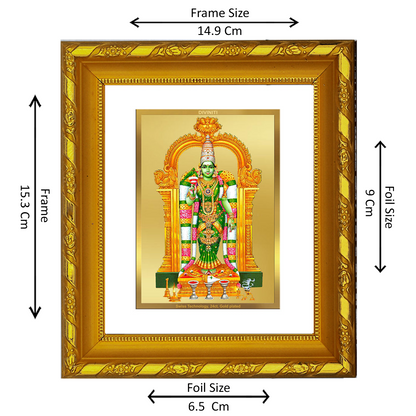 DIVINITI 24K Gold Plated Foil Meenakshi Religious Photo Frame for Living Room, Worship DG 103 Size 1 (15.3x14.9 CM)