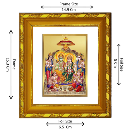 DIVINITI 24K Gold Plated Foil Ram Darbar Photo Frame for Home Decor Showpiece, Diwali Gift DG 103 Size 1 (15.3x14.9 CM)