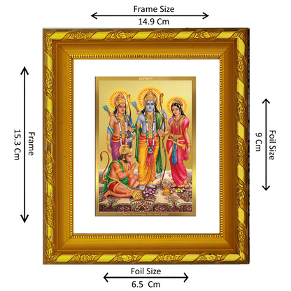 DIVINITI 24K Gold Plated Foil Ram Darbar Photo Frame for Home Wall Decor, Festival Puja DG 103 Size 1 (15.3x14.9 CM)