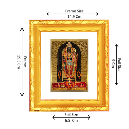 DIVINITI 24K Gold Plated Foil Ram Lalla Photo Frame for Home & Office Decor, Table, Wall Hanging, Puja Room & Gift DG 103 Size 1 (15.3x14.9 CM)