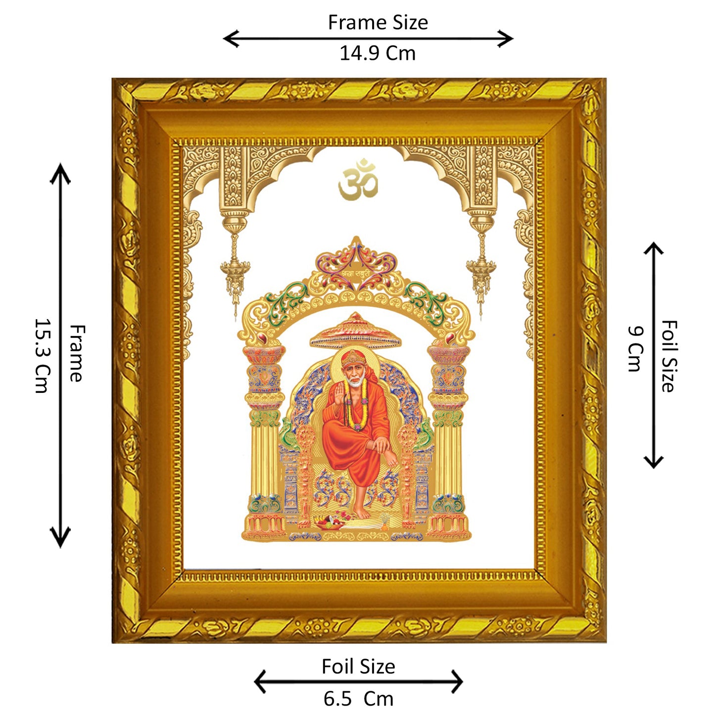 DIVINITI 24K Gold Plated Foil Sai Baba Photo Frame for Home & Office Decor, Table DG 103 Size 1 (15.3x14.9 CM)