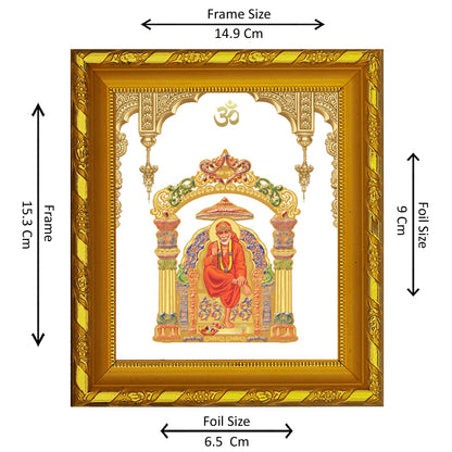 DIVINITI 24K Gold Plated Foil Sai Baba Photo Frame for Home & Office Decor, Table DG 103 Size 1 (15.3x14.9 CM)