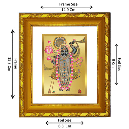 DIVINITI 24K Gold Plated Shrinathji Photo Frame For Home Decor, Living Room, Puja (15.0 X 13.0 CM)