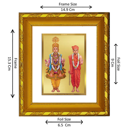 DIVINITI 24K Gold Plated Foil Swaminarayan Photo Frame for Home Wall Decor, TableTop, Gift DG 103 Size 1 (15.3x14.9 CM)