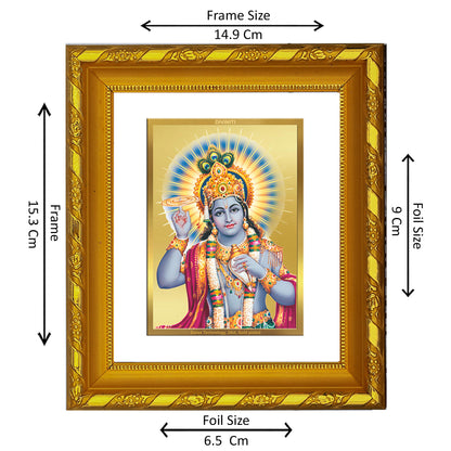 DIVINITI 24K Gold Plated Foil Vishnu Ji Photo Frame for Home Wall Decor, Luxury Gift, Puja DG 103 Size 1 (15.3x14.9 CM)