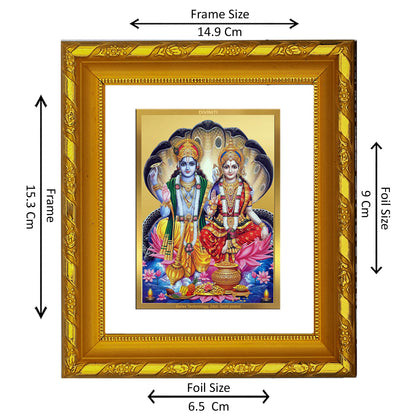 DIVINITI 24K Gold Plated Vishnu Lakshmi Photo Frame For Home Decor, Festival Gift, Puja (15.0 X 13.0 CM)