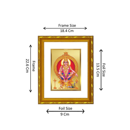 DIVINITI 24K Gold Plated Foil Ayyappan Wooden Modern Photo Frame Idol for Puja Room, Home Wall Decor, Workshop, Table Top, Premium Gift | DG103 Size 2 (22.6x18.4 CM)