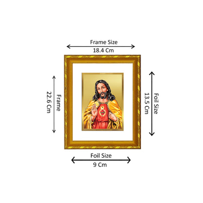 DIVINITI 24K Gold Plated Foil Jesus Christ Wooden Photo Frame Idol for Home & Office Decor, Wall Hanging, Workshop, Table Top, Gift | DG103 Size 2 (22.6x18.4 CM)