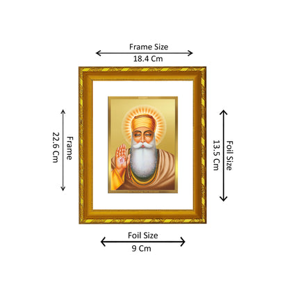 DIVINITI 24K Gold Plated Foil Guru Nanak Photo Frame for Home & Office Decor, Wall Hanging, Workshop, Table Top, Gift|DG103 Size 2 (22.6x18.4 CM)