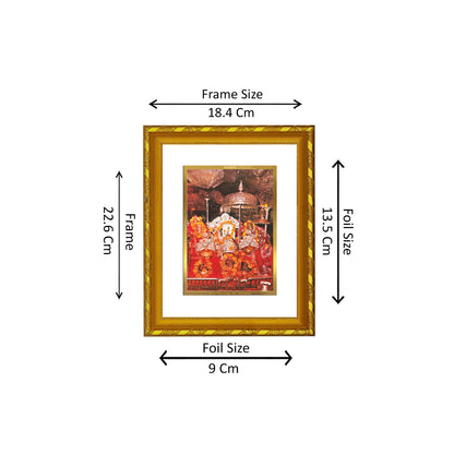 DIVINITI 24K Gold Plated Foil Mata Ka Darbar Wooden Photo Frame Idol for Home Wall Decor, Workshop, Table Top, Gift | DG103 Size 2 (22.6x18.4 CM)