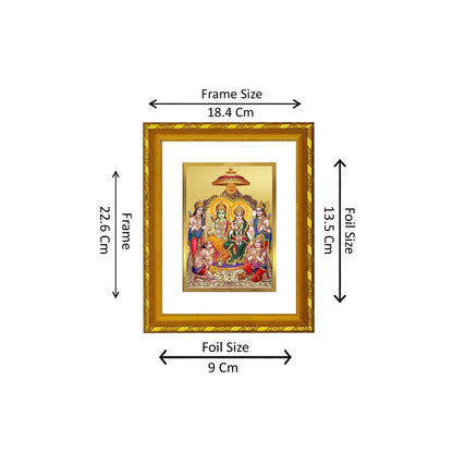 DIVINITI 24K Gold Plated Foil Shri Ram Darbar Wooden Photo Frame for Wall Hanging, Workshop, Table Top, Home Decor, Luxury Gift | DG103 Size 2 (22.6x18.4 CM)