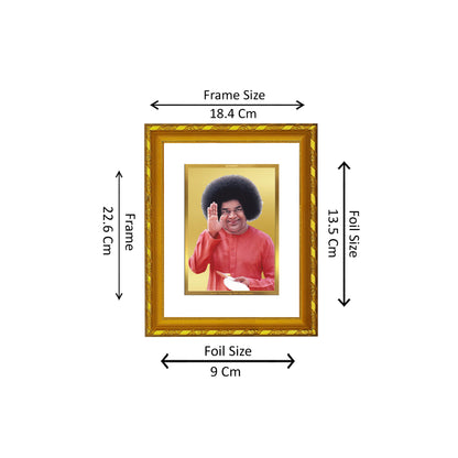 DIVINITI 24K Gold Plated Foil Sathya Sai Baba Photo Frame for Home & Office Decor, Wall Hanging, Workshop, Table Top, Gift|DG103 Size 2 (22.6x18.4 CM)