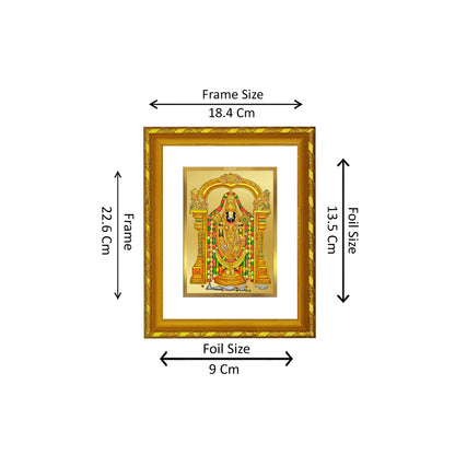 DIVINITI 24K Gold Plated Foil Tirupati Balaji Wooden Photo Frame for Home Wall Decor, Workshop, Table Top, Premium Gift | DG103 Size 2 (22.6x18.4 CM)