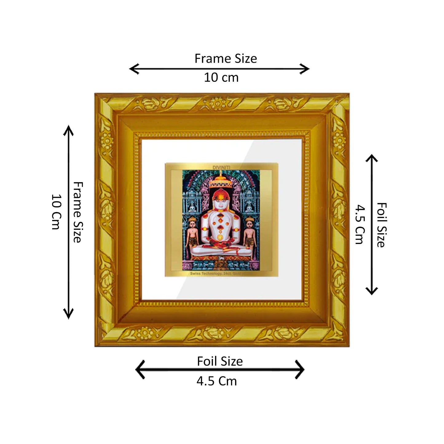 DIVINITI 24K Gold Plated Foil Adinath Ji Elegant Wall Photo Frame Idol for Workshop, Home & Office Decor, Table Top, Gift|DG103S1A (10x10 CM)