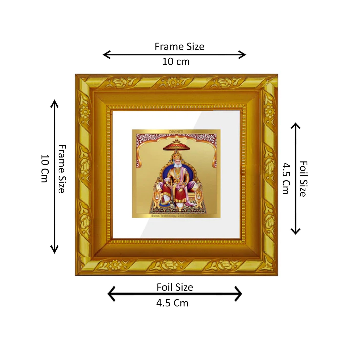 DIVINITI 24K Gold Plated Foil Agrasen Maharaj Photo Frame for Home Wall Decor, Table Top, Luxury Gift|DG103S1A (10x10 CM)