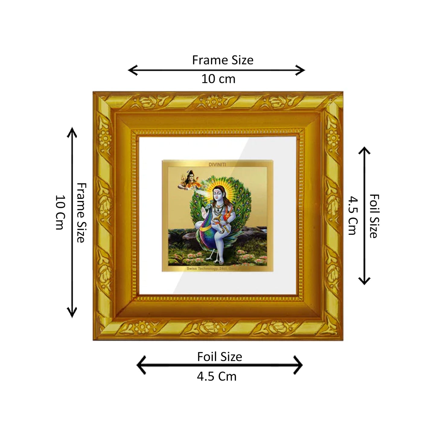 DIVINITI 24K Gold Plated Foil Baba Balak Nath Luxurious Photo Frame Idol for Puja Room, Home Decor, Workshop, Premium Gifts|DG103S1A (10x10 CM)