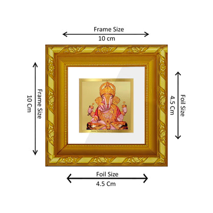 DIVINITI 24K Gold Plated Foil Dagdu Ganesh Classic Wall Photo Frame for Puja Room, Home Decor, Table Top, Gifts|DG103S1A (10x10 CM)