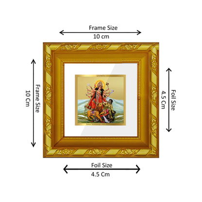 DIVINITI 24K Gold Plated Foil Durga Devi Stylish Photo Frame Idol for Wall Hanging, Home Decor, Puja Room, Gifts|DG103S1A (10x10 CM)