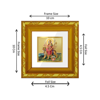 DIVINITI 24K Gold Plated Foil Goddess Durga Mata Classic Photo Frame Idol for Home & Office Wall Decor, Table Top, Puja Room, Gifts|DG103S1A (10x10 CM)