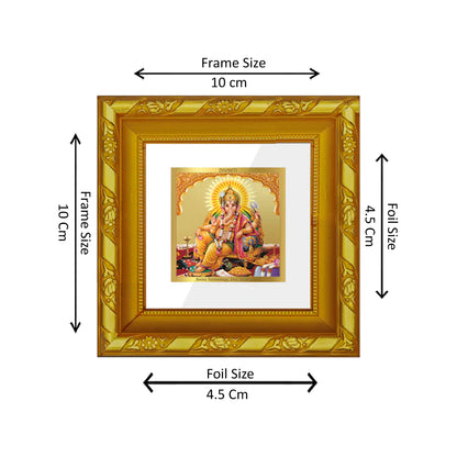 DIVINITI 24K Gold Plated Foil Lord Ganesha Wall Photo Frame for Table Top, Home Decor, Puja Room, Luxury Gifts|DG103S1A (10x10 CM)