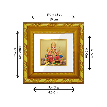 DIVINITI 24K Gold Plated Foil Lord Ganesha Luxurious Wall Photo Frame for Workshop, Table Top, Home Decor, Puja Room, Gifts|DG103S1A (10x10 CM)