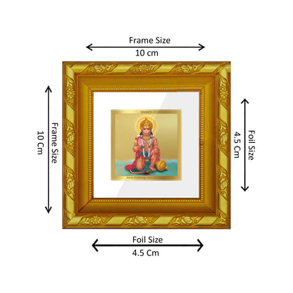 DIVINITI 24K Gold Plated Foil Lord Hanuman Wall Photo Frame for Table Top, Home Decor, Puja Room, Workshop, Gifts|DG103S1A (10x10 CM)