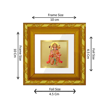 DIVINITI 24K Gold Plated Foil Lord Hanuman Modern Photo Frame Idol for Workshop, Table Top, Home Decor, Puja Room, Gifts|DG103S1A (10x10 CM)