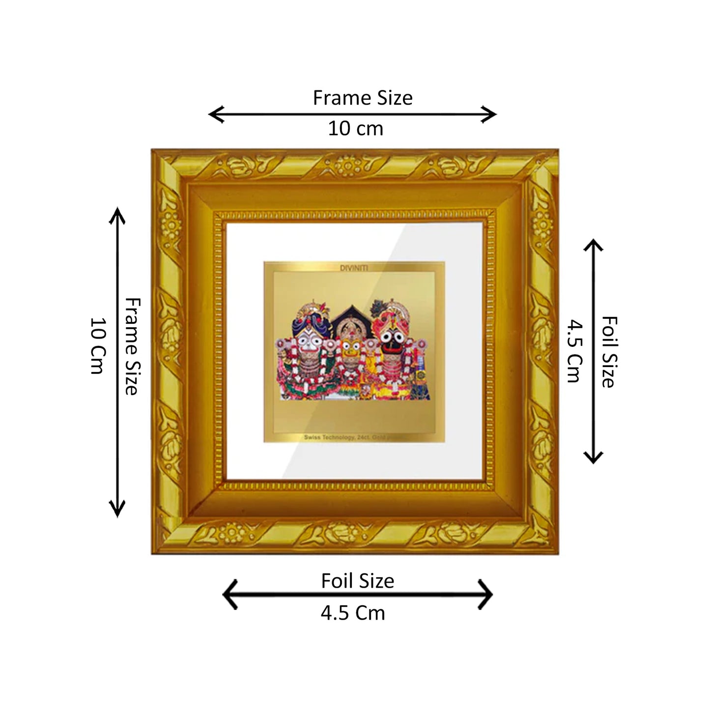 DIVINITI 24K Gold Plated Foil Lord Jagannath Wall Photo Frame for Workshop, Home Decor, Table Top, Gifts|DG103S1A (10x10 CM)