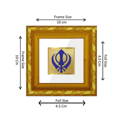 DIVINITI 24K Gold Plated Foil Khanda Sahib Luxurious Wall Photo Frame for Prayer, Home & Office Decor, Workshop, Premium Gifts | DG103S1A (10x10 CM)