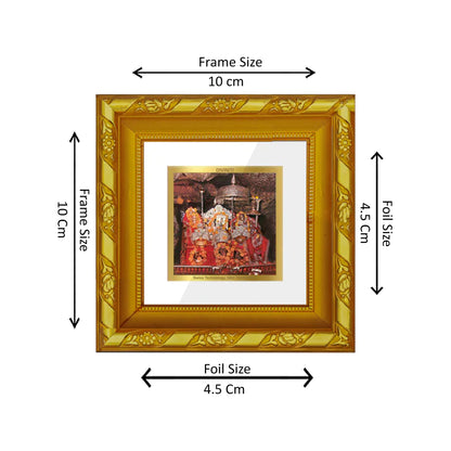 DIVINITI 24K Gold Plated Foil Mata Ka Darbar Classic Photo Frame Idol for Workshop, Puja Room, Table Top, Home Wall Decor, Gifts | DG103S1A (10x10 CM)