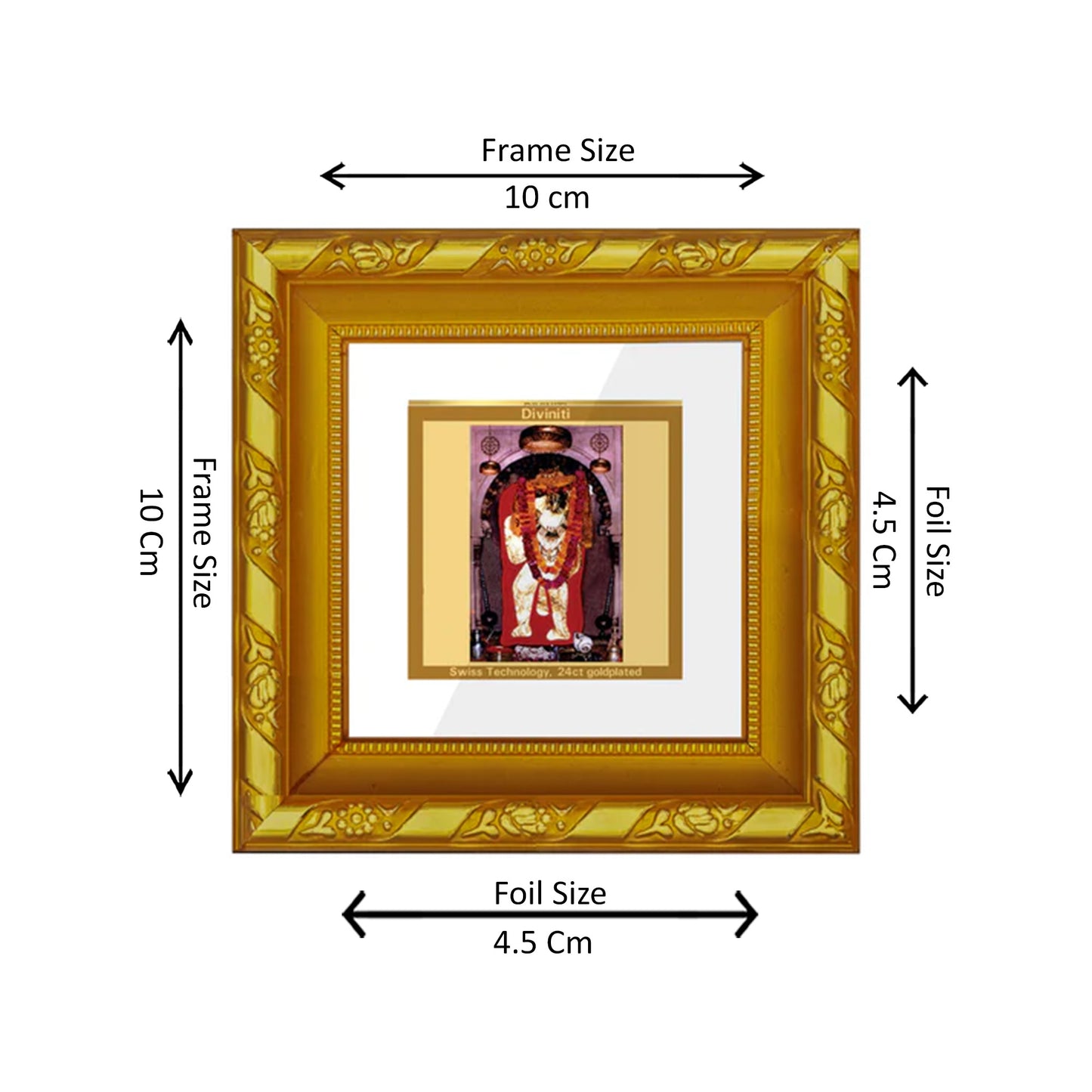 DIVINITI 24K Gold Plated Foil Mehandipur Balaji Wooden Wall Photo Frame Idol for Puja Room, Table Top, Home Decor, Workshop, Gifts | DG103S1A (10x10 CM)