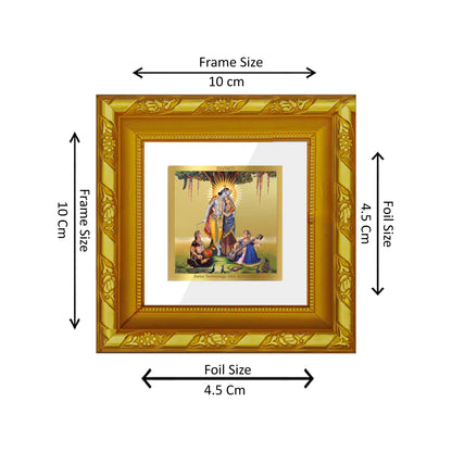 DIVINITI 24K Gold Plated Radha Krishna Wooden Stylish Wall Photo Frame Idol for Workshop, Home Decor, Puja Room, Premium Gifts | DG103S1A (10x10 CM)