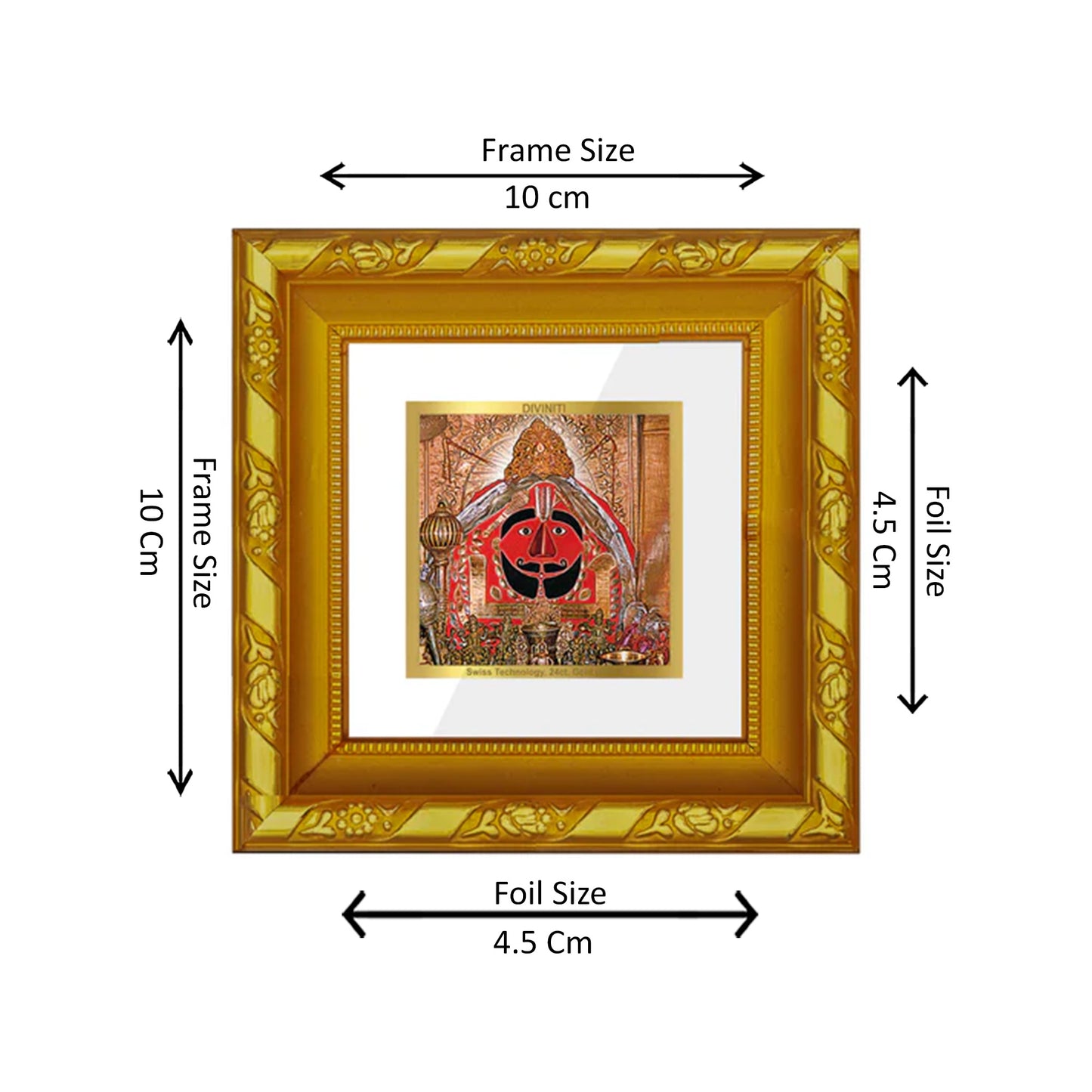 DIVINITI 24K Gold Plated Salasar Balaji Wooden Wall Photo Frame Idol for Table Top, Home Decor, Workshop, Puja Room, Premium Gifts | DG103S1A (10x10 CM)