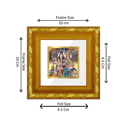 DIVINITI 24K Gold Plated Lord Shiv Parivar Wooden Premium Wall Photo Frame Idol for Puja Room, Table Top, Home Decor, Workshop, Gifts | DG103S1A (10x10 CM)