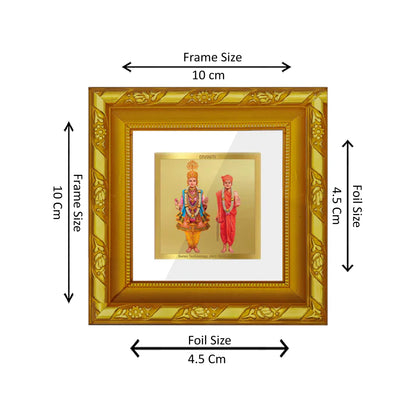 DIVINITI 24K Gold Plated Swami Narayan Wooden Photo Frame Idol for Table Top, Home Decor, Workshop, Puja Room, Wall Hanging, Gifts | DG103S1A (10x10 CM)