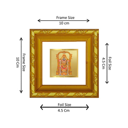 DIVINITI 24K Gold Plated Tirupati Balaji Photo Frame Idol for Puja Room, Table Top, Home Decor, Workshop, Premium Gifts | DG103S1A (10x10 CM)