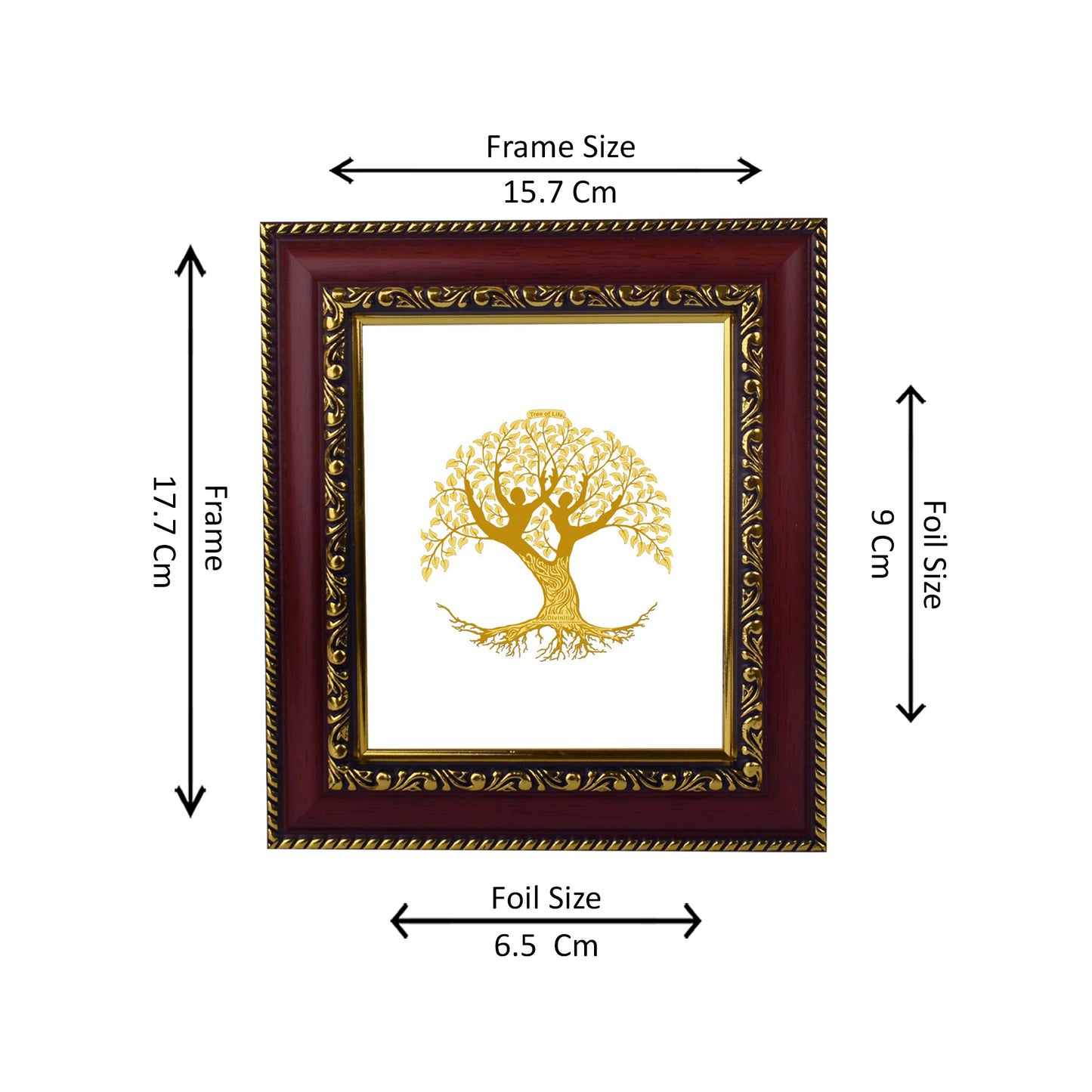 DIVINITI 24K Gold Plated Foil Tree of Life Photo Frame for Home & Office Decor & Wall Hanging DG 105 Size 1 (17.7x15.7 CM)