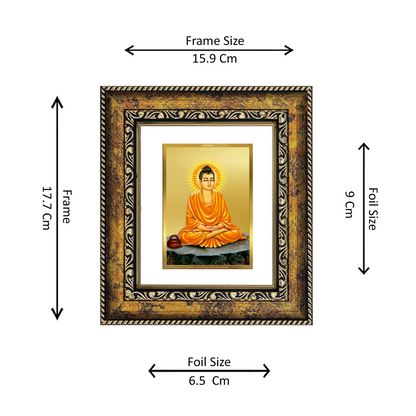 DIVINITI 24K Gold Plated Foil Buddha Wall Photo Frame, Table Decor for Home & Office Decor Gift Items DG 113 Size 1 (17.7x15.9 CM)