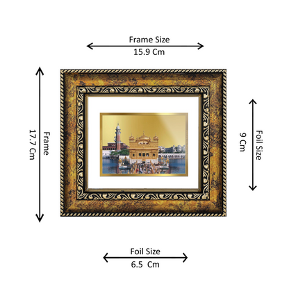 DIVINITI 24K Gold Plated Foil Golden Temple Wall Photo Frame, Table Decor for Home & Office Decor Gift Items DG 113 Size 1 (17.7x15.9 CM)