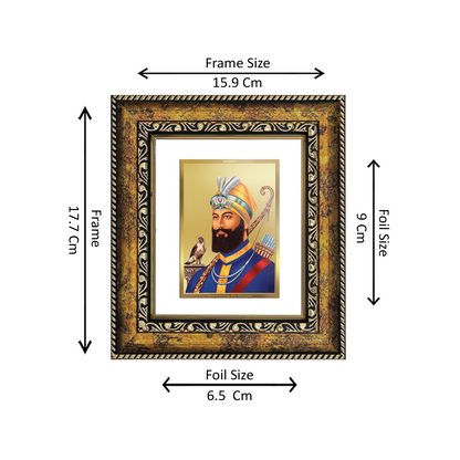 DIVINITI 24K Gold Plated Foil Guru Gobind Singh Wall Photo Frame, Table Decor for Home & Office Decor Gift Items DG 113 Size 1 (17.7x15.9 CM)