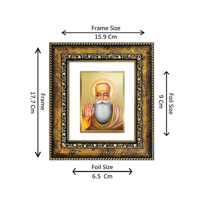 DIVINITI 24K Gold Plated Foil Guru Nanak Wall Photo Frame, Table Decor for Home & Office Decor Gift Items DG 113 Size 1 (17.7x15.9 CM)