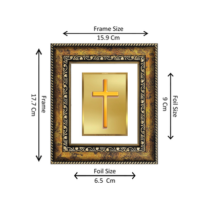 DIVINITI 24K Gold Plated Foil Holy Cross Wall Photo Frame, Table Decor for Home & Office Decor Gift Items DG 113 Size 1 (17.7x15.9 CM)