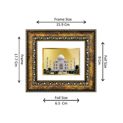 DIVINITI 24K Gold Plated Foil Taj Mahal Wall Photo Frame, Table Decor for Home & Office Decor Gift Items DG 113 Size 1 (17.7x15.9 CM)