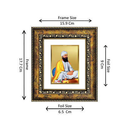 DIVINITI 24K Gold Plated Foil Guru Tegh Bahadur Ji Wall Photo Frame, Table Decor for Home & Office Decor Gift Items DG 113 Size 1 (17.7x15.9 CM)