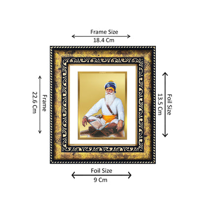 DIVINITI 24K Gold Plated Foil Baba Deep Singh Wooden Photo Frame for Home Decor, Puja Room, Table Top, Wall Hanging, Workshop, Gift | DG113 Size 2 (22.6x18.4 CM)