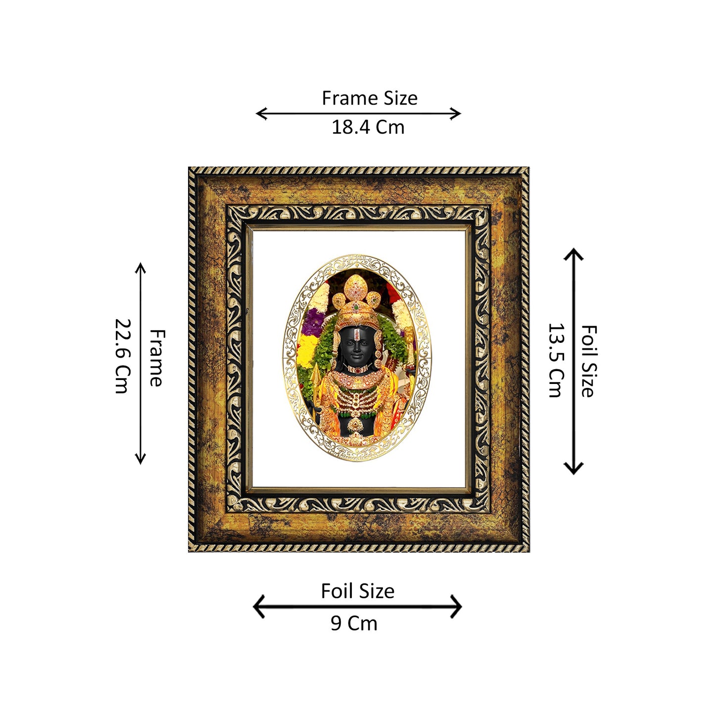 DIVINITI 24K Gold Plated Lord Ram Lalla Traditional Photo Frame Idol for Home Wall Decor, Workshop, Table Top, Premium Gift | DG113 Size 2 (22.6x18.4 CM)