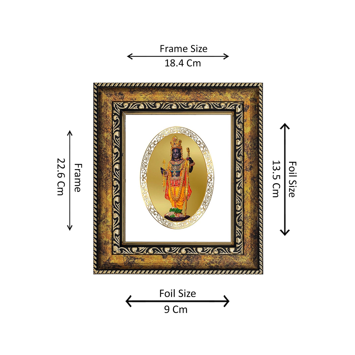 DIVINITI 24K Gold Plated Lord Ram Lalla Modern Photo Frame Idol for Puja Room, Home Wall Decor, Workshop, Table Top, Premium Gift | DG113 Size 2 (22.6x18.4 CM)