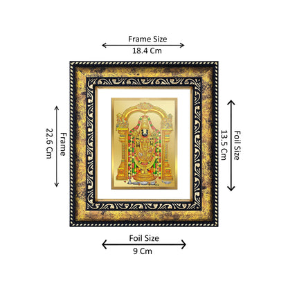 DIVINITI 24K Gold Plated Tirupati Balaji Wooden Photo Frame Idol for Home Decor, Puja Room, Table Top, Wall Hanging, Workshop, Luxurious Gift | DG113 Size 2 (22.6x18.4 CM)